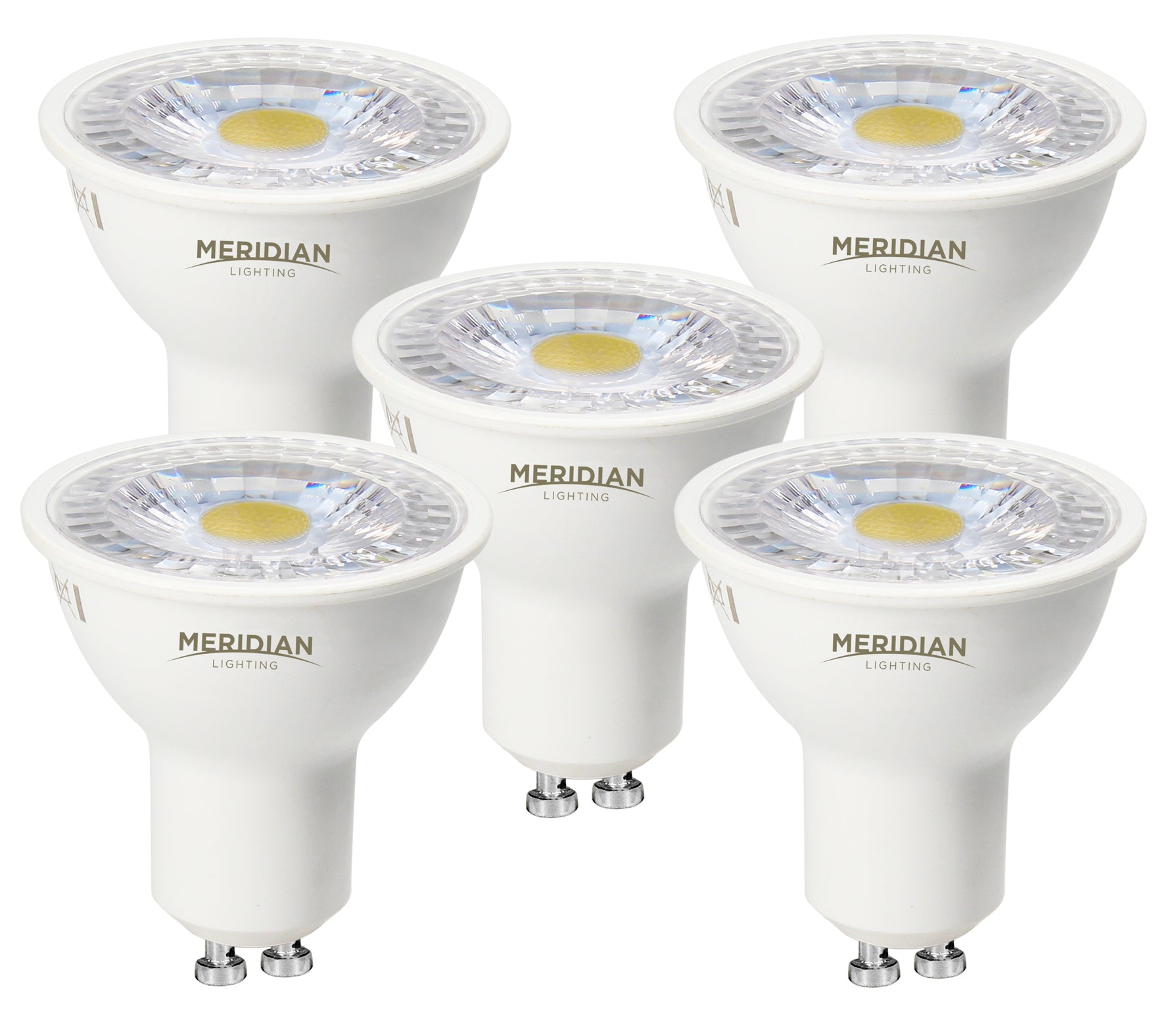 Meridian LED GU10 Bulbs – 3.5W (50W Equivalent), Daylight 6000K, 345lm, Non-Dimmable – Pack of 5