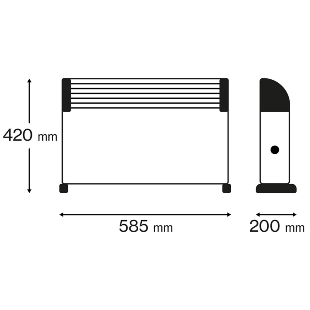 2kW Floor-standing Convector Heater with Black Handle