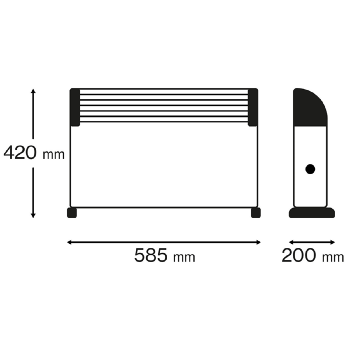 2kW Floor-standing Convector Heater with Black Handle