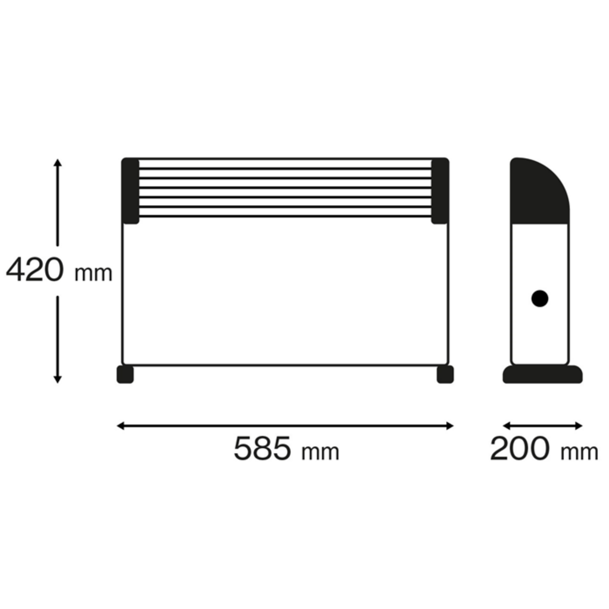 2KW Convector Heater with Timer and Black Handle