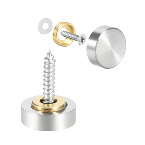 Mirror Screw Set 16mm -  4pcs Steel cap+Brass