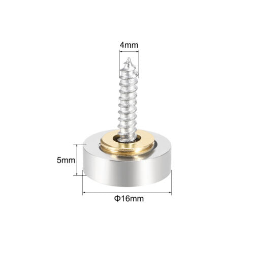 Mirror Screw Set 16mm -  4pcs Steel cap+Brass