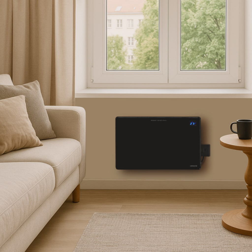1.5kW Panel Heater | LCD Display & Timer Matt Black