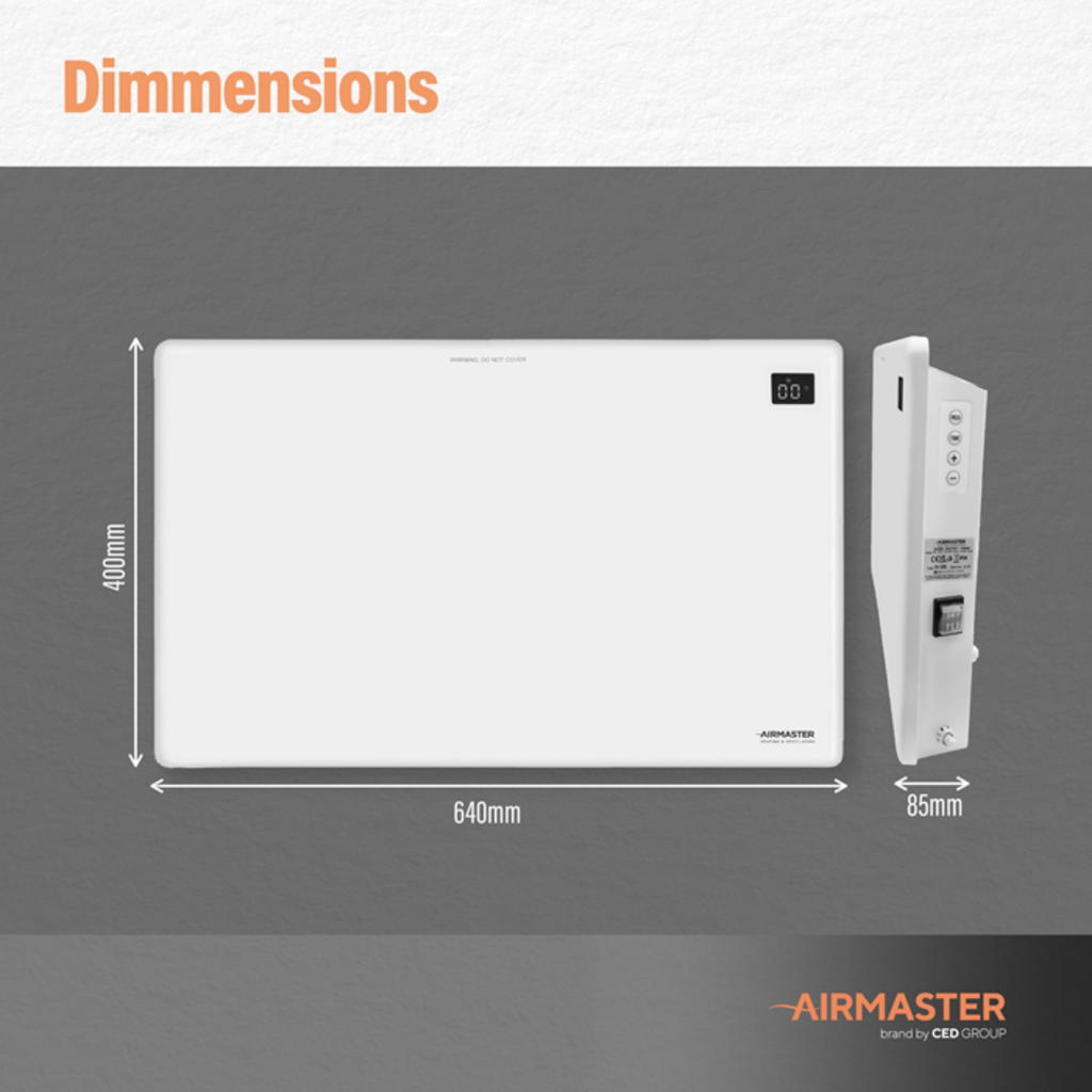 1.5kW Panel Heater | LCD Display & Timer Matt White