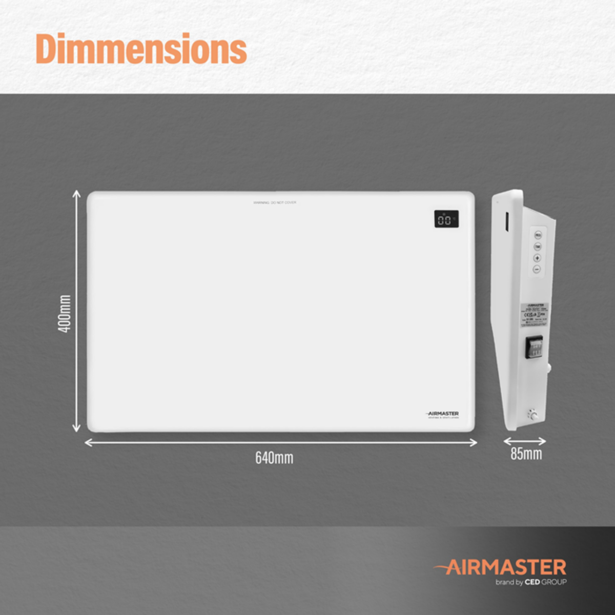 1.5kW Panel Heater | LCD Display & Timer Matt White