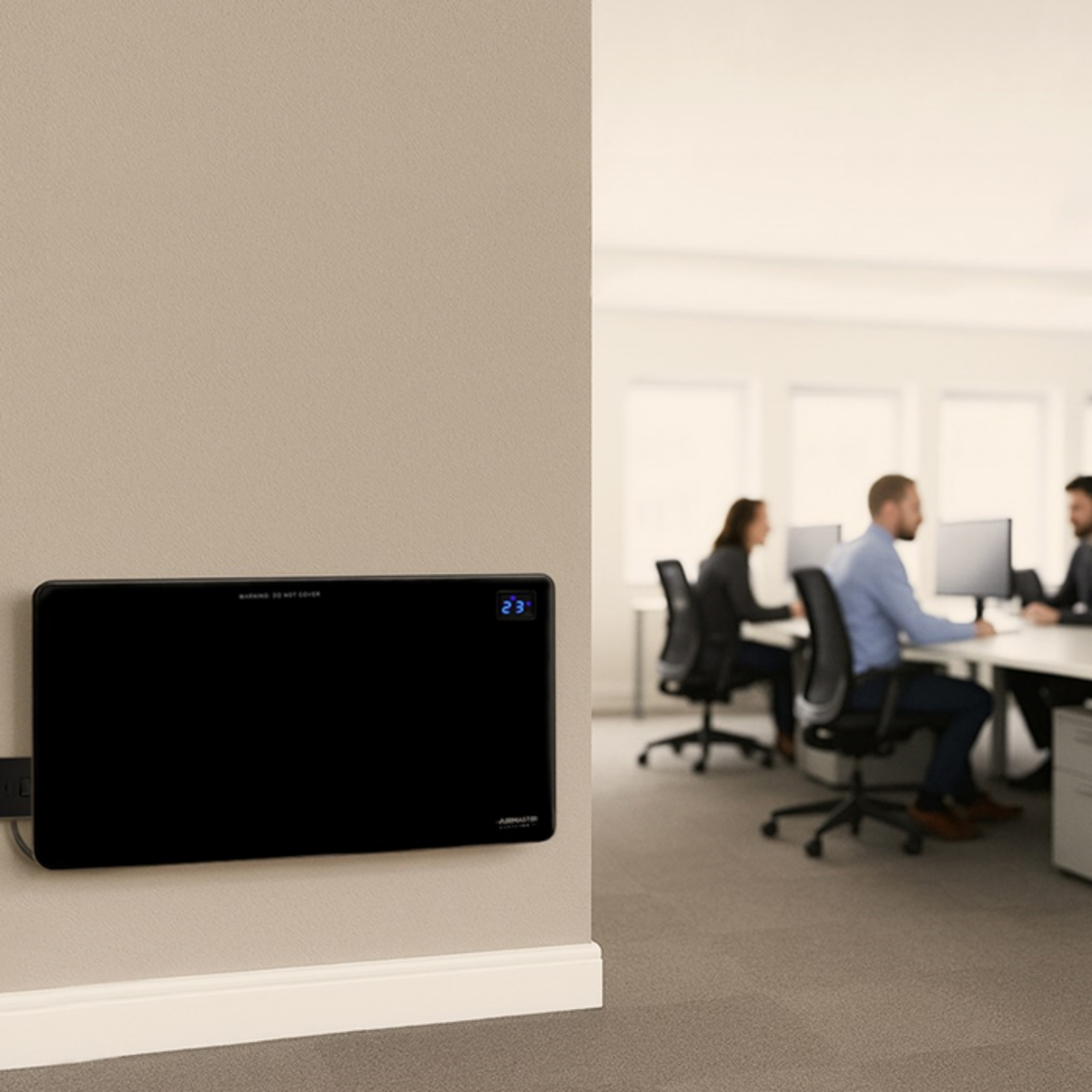 2kW Panel Heater | LCD Display & Timer Matt Black