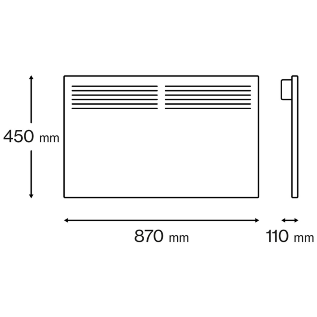 2kW Slim Panel Heater | LCD Display White